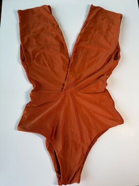 HAIGHT One-Piece Bodysuit in Rust Orange - Classic Scoop Back